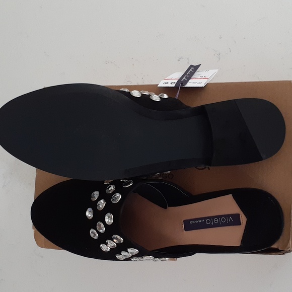 SOLD!!! Violeta by Mango black slippers with crystals  sise Eu 38 - Picture 2 of 4